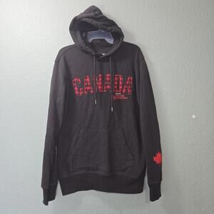 Disney Parks EPCOT World Showcase Canada Hoodie M Gray Red Plaid Maple Leaf SS